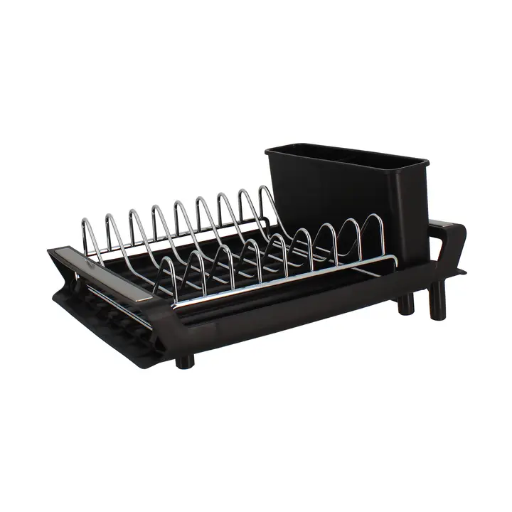 Uitschuifbaar Afdruiprek voor Gootsteen – Verstelbaar Druiprek met Waterafvoer – Ruimtebesparend Keukenrek Zwart