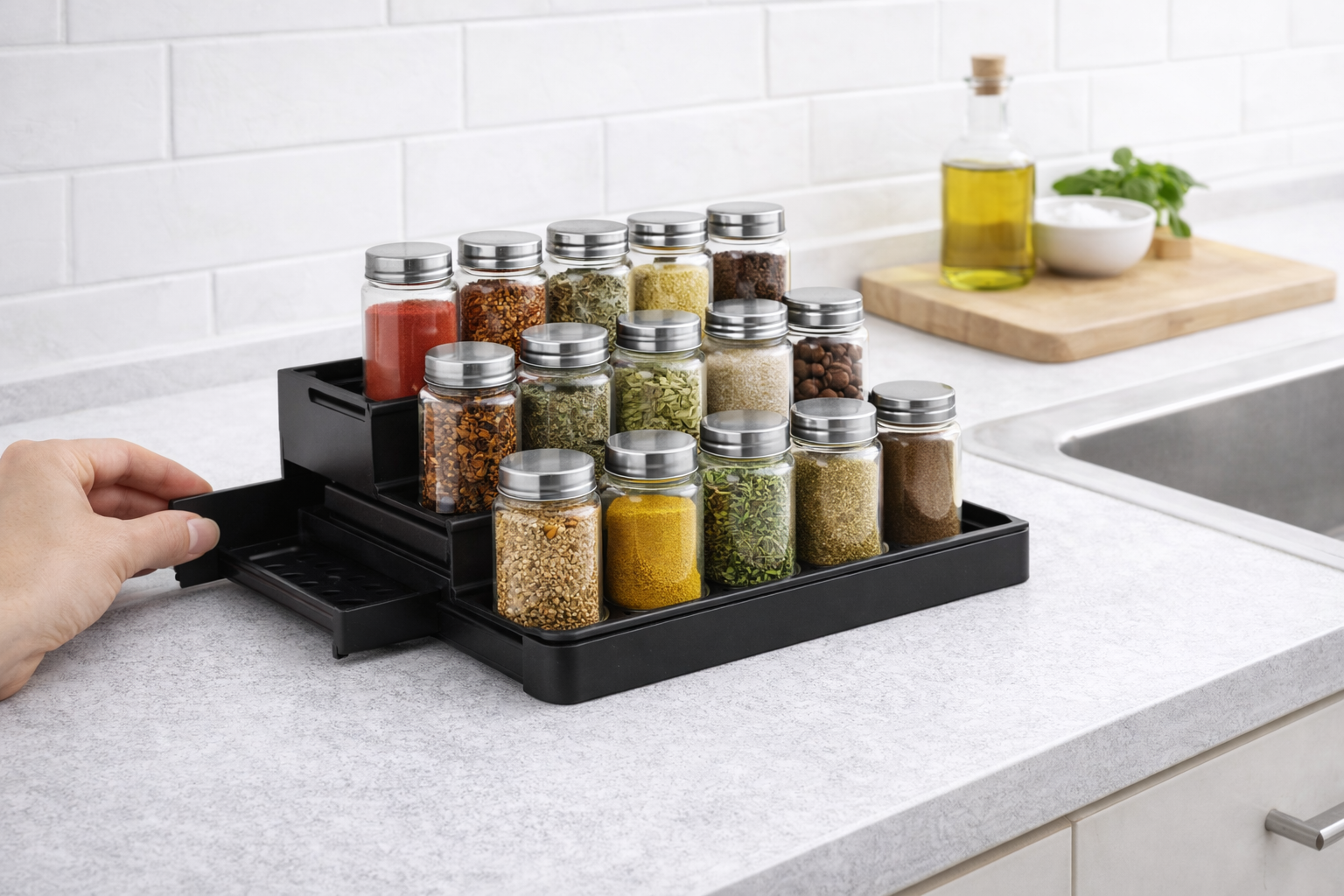 Uitschuifbaar Kruidenrek – Voor Keukenkast of Aanrecht