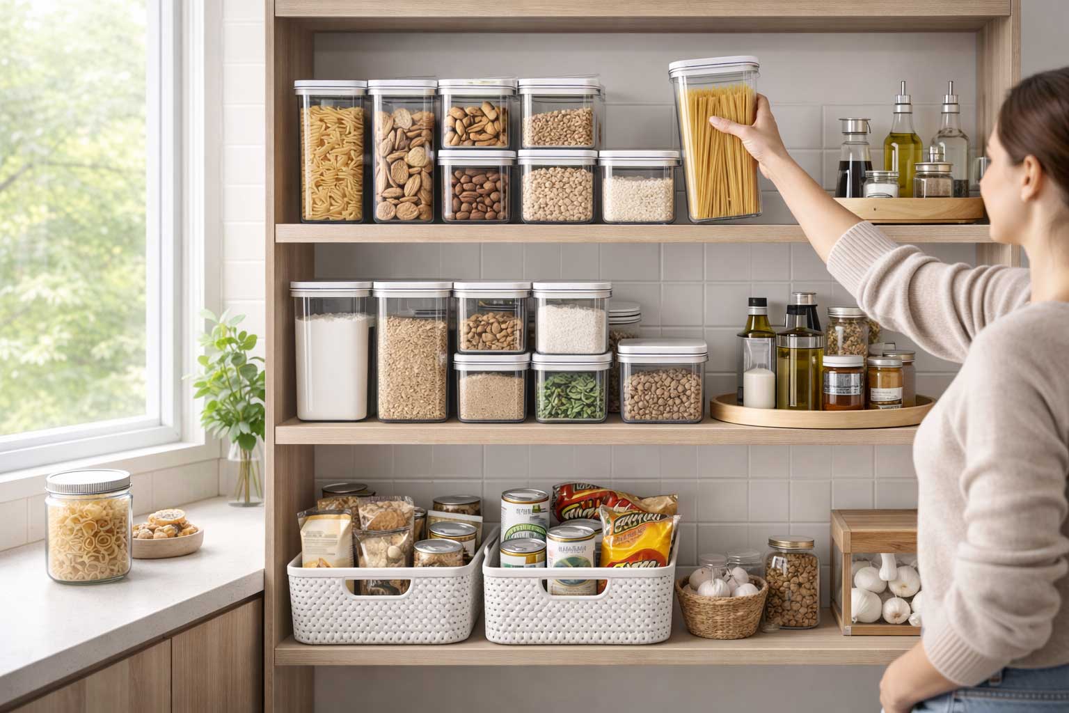 Opgeruimd aanrecht bij de gootsteen